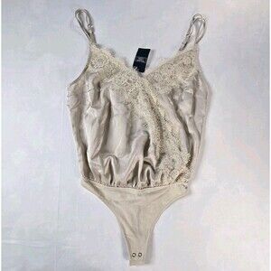 Abercrombie & Fitch Beige Lace Strap Bodysuit XS Adjustable Strap Solid NWT